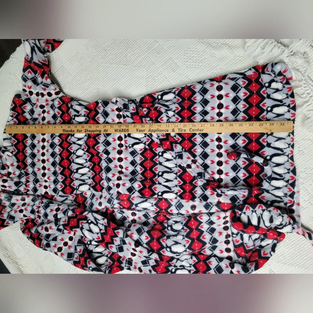 Vera Bradley Red and Black Penguin Plush Hooded Robe, Size Small/Medium, S/M